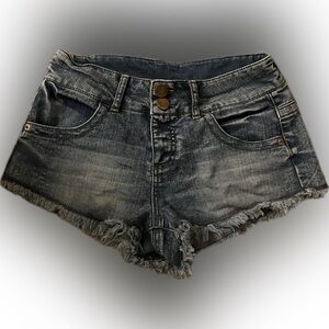 Denim Frayed Hem Womens Short Shorts